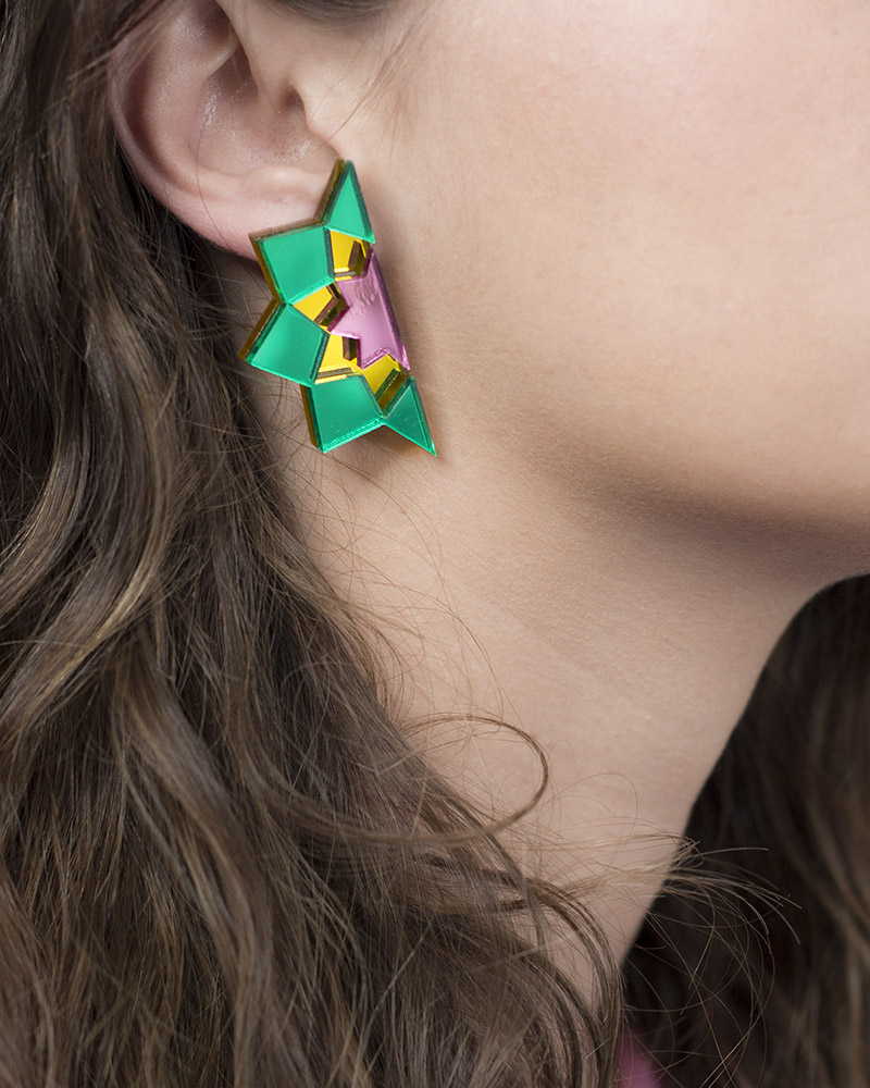 Pendientes 8 puntas. ALMALEON. Joyas de autora